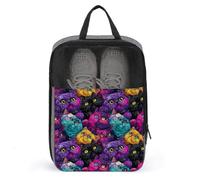 Borse per scarpe da golf, da viaggio, per donne e uomini, con stampa colorata con faccia di gatto, borse per scarpe da viaggio per imballare in valigia, bowling, danza, punte, calcio, scarpe da