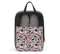 Borse per scarpe da golf da viaggio per donne e uomini, con stampa di carne rossa, borse per scarpe da viaggio per imballare in valigia, bowling, danza, punte, calcio, scarpe da ginnastica, organizer