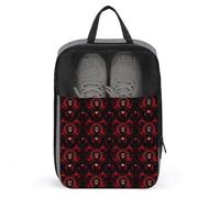 Borse per scarpe da golf da viaggio per donne e uomini, con stampa di leone scuro rosso, borsa da viaggio per imballaggio in valigia, bowling, danza, punta/calcio, scarpe da ginnastica, organizer per