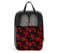 Borse per scarpe da golf da viaggio per donne e uomini, con stampa di serpente nero e fiori rossi, borse per scarpe da viaggio per imballare in valigia, bowling, danza, punte, calcio, scarpe da