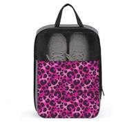 Borse per scarpe da golf da viaggio per donne e uomini, con stampa leopardata rossa, rosa, borse per scarpe da viaggio per imballare in valigia, bowling, danza, punte, calcio, scarpe da ginnastica
