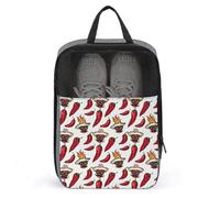 Borse per scarpe da golf da viaggio per donne e uomini, divertente stile messicano Fire Chili Print Borse da viaggio per scarpe da viaggio per imballaggio in valigia, bowling danza pointe calcio