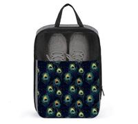 Borse per scarpe da golf, da viaggio, per donne e uomini, elegante stampa con piume di pavone, borse per scarpe da viaggio per imballare in valigia, bowling, danza, calcio, scarpe da ginnastica