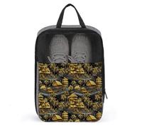 Borse per scarpe da golf da viaggio per donne e uomini, stile hawaiano, retrò, con stampa di paesaggi dorati, borse per scarpe da viaggio per imballare in valigia, bowling, danza, calcio, tacchetti