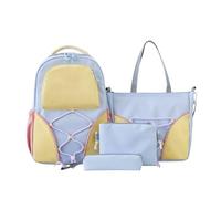 Borse per Scuola - Set 4 Pezzi Porta Libri | Zaino Capiente con Astuccio per Libri Cancelleria College Giornaliero Adolescenti Viaggio Shopping Brevi Viaggi