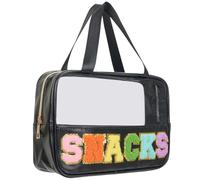 Borse per snack, borsa trasparente in ciniglia, borsa per snack per viaggi, borsa cosmetica preppy trasparente con cerniera, borse da toilette per donne in viaggio, borse da viaggio trasparenti per