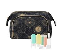 Borse per trucco astrologia dei tarocchi neri e oro borse per il trucco leggere per le donne portamonete portafoglio per trucco