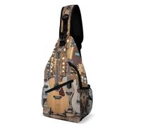 Borse Petto Guitar Bass Music Musical Instrume Multiuso Zaino A Monospalla Antifurto Borsa A Spalla Uomo Per Campeggio Alpinismo Outdoors 19X39Cm