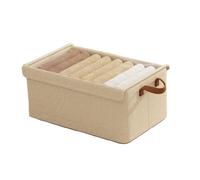 Borse portaoggetti con coperchio e cerniere, scatola portaoggetti pieghevole con manico rinforzato, finestra trasparente in tessuto spesso per coperte, biancheria da letto Beige 47 * 28 * 20cm