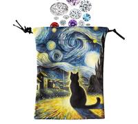 Borse Pouche - Borsa di stoccaggio dei tarocchi, Borsa di flanella di gatto | Tasca di stoccaggio con coulisse per i dadi, gioielli con una tasca per la maggior parte delle carte da gioco di