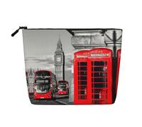 Borse riutilizzabili con stampa telefonica Inghilterra Regno Unito retro Londra, borsa da toilette da viaggio di grande capacità, borse per il trucco con cerniera