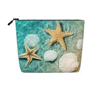 Borse riutilizzabili della stampa del capesante della spiaggia della stella marina dello spuntino, borsa da toilette di viaggio di grande capacità, borse di trucco con la chiusura lampo