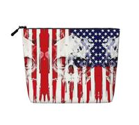 Borse riutilizzabili della stampa del cranio della bandiera americana dello spuntino, borsa da toilette di viaggio di grande capacità, borse di trucco con la chiusura lampo