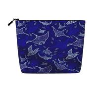Borse riutilizzabili della stampa del raggio della manta e del pesce, borsa da toilette di viaggio di grande capacità, borse di trucco con la chiusura lampo