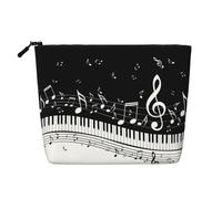 Borse riutilizzabili della stampa della nota di musica bianca nera dello spuntino, borsa da toilette di viaggio di grande capacità, borse di trucco con la chiusura lampo