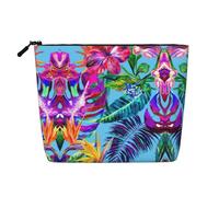 Borse riutilizzabili della stampa della pianta tropicale del fiore rosa dello spuntino, borsa da toilette di viaggio di grande capacità, borse di trucco con la chiusura lampo