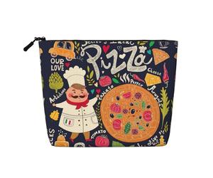 Borse riutilizzabili della stampa della pizza dello chef dello spuntino, borsa da toilette di viaggio di grande capacità, borse di trucco con la chiusura lampo