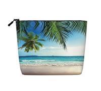 Borse riutilizzabili della stampa della spiaggia delle Hawaii della palma tropicale dello spuntino, borsa da toilette di viaggio di grande capacità, borse di trucco con la chiusura lampo