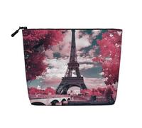 Borse riutilizzabili della stampa della torre Eiffel del paesaggio di rosa dello spuntino, borsa da toilette di viaggio di grande capacità, borse di trucco con la chiusura lampo