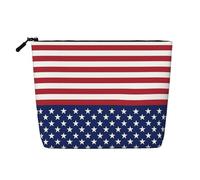 Borse riutilizzabili della stampa delle strisce delle stelle della bandiera americana dello spuntino, borsa da toilette di viaggio di grande capacità, borse di trucco con la chiusura lampo