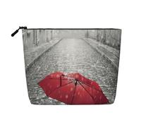 Borse riutilizzabili della stampa dell'ombrello rosso di Parigi della Torre Eiffel dello spuntino, borsa da toilette di viaggio di grande capacità, borse di trucco con la chiusura lampo