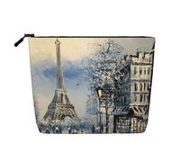 Borse riutilizzabili della stampa romantica della Torre Eiffel di Parigi dello spuntino, borsa da toilette di viaggio di grande capacità, borse di trucco con la chiusura lampo