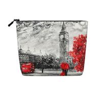 Borse rosse riutilizzabili della stampa della via di Londra dello spuntino, borsa da toilette di viaggio di grande capacità, borse di trucco con la chiusura lampo