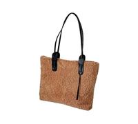 Borse shopper da donna con design in peluche invernale for a tracolla alla moda for la spesa riutilizzabili Borsa casual per Ragazze(Brown)
