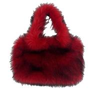 Borse Soffici Per le Donne Borsa tote grande alla moda Borse da donna in pelliccia sintetica di lusso a mano firmate shopper in morbida peluche soffice invernale calda(Red)