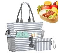 Borse Spiaggia Donna - Capiente Borsa Spiaggia con Portamonete,Borsa a Mano Impermeabile Esterna con Cerniera, Piegevole e Multiuso per Palestra, Pendolari, Trekking, Uso Quotidiano, Picnic e Viaggio