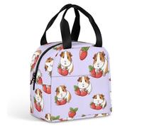 Borse termiche impermeabili per il pranzo da picnic, con stampa di porcellino d'India e fragola, per uomo e donna, ideali per escursioni, viaggi, ufficio, campeggio e uscite. Facili da trasportare.