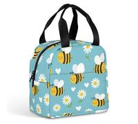 Borse termiche impermeabili per il pranzo da picnic per uomo e donna, colore giallo ape, grazioso fiore margherita, colore azzurro cielo, ideali per escursioni, viaggi, ufficio, campeggio, uscite, fac