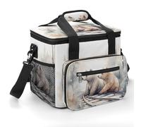 Borse termiche isolate, con orso sul treno Tracksprinted 22 l, pieghevole, portatile, a prova di perdite, borsa termica per campeggio, picnic, spiaggia, viaggi