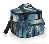 Borse termiche isolate, con stampa di orsi polari, 22 l, pieghevoli, portatili, a prova di perdite, per campeggio, picnic, spiaggia, viaggi