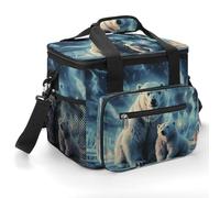 Borse termiche isolate, con stampa di orsi polari, 22 l, pieghevoli, portatili, a prova di perdite, per campeggio, picnic, spiaggia, viaggi