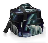 Borse termiche isolate, con stampa di orsi polari, 22 l, pieghevoli, portatili, a prova di perdite, per campeggio, picnic, spiaggia, viaggi