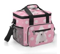 Borse termiche isolate, motivo pecore bianche su sfondo stampato, 22 l, pieghevole, portatile, a prova di perdite, borsa termica per campeggio, picnic, spiaggia, viaggi