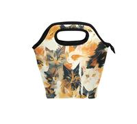 borse termiche per il pranzo da donna con manico curvo contenitori per il pranzo impermeabile morbida laterale borsa termica per escursionismo campeggio Maine Cats Famliy giallo nero