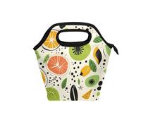 borse termiche per il pranzo per le donne con manico curvo isolato pranzo box impermeabile borse più fredde per escursionismo viaggio carino scarabocchio disegni lime estate