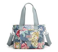 Borse Tote di Grande Capacità con Stampe Floreali alla Moda per Donne, Impermeabili, Borse a Tracolla Leggere per Viaggi e Lavoro, Azzurro