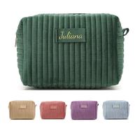 Borse Trucco Personalizzate Per Donne, Borse Cosmetiche Da Viaggio In Velluto Personalizzate, Pochette Organizer Pieghevole E Portatile Per Articoli Da Toilette, Regalo Per Damigelle D'onore(Green)