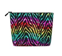 Borse variopinte riutilizzabili della stampa della zebra dell'arcobaleno dello spuntino, borsa da toilette di viaggio di grande capacità, borse di trucco con la chiusura