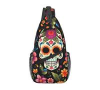 Borsello A Tracolla Day Of The Dead Sugar Skull Flower Pratica Borsa Sul Petto Antifurto Borsa Pettorale per Trekking Alpinismo Ciclismo