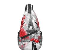 Borsello A Tracolla Eiffel Tower Vintage Paris Causal Borsa Sul Petto Moda Sling Bag per Alpinismo Ciclismo Uso Quotidiano