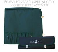 Borsello avvolgibile vuoto porta coltelli per 6 coltelli 48x54 cm aperto colore verde blu blu