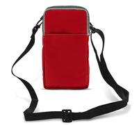 Borsello Cintura Smartphone Passante per Moschettone Tracolla 2 Tasche Rosso
