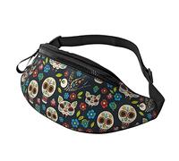 borsello da cintura per donna uomo Messico Sugar Skull Cat floreale borsello da cintura borsello da cintura borsello da cintura da jogging
