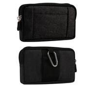 Borsello da Cintura Uomo Piccolo, Custodia per Cellulare a Sacchetto, Nero Orizzontale Marsupio Porta Telefono Zip Portacellulare Cintura Uomo Fondina Smartphone Borsello Carte Portamonete con Zipper