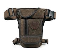 Borsello Moto da Gamba, Borsa Gamba Moto Borsa da viaggio vintage in tela da uomo con gamba a goccia, pantaloni in vita, cintura for l'anca, escursionismo, moto, borsa da missione a tracolla(Coffee)