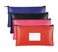 Borsello portatile in similpelle con cerniera, con finestra per documenti d'identità e carta bianca, per contanti, cosmetici, strumenti, 28 x 15,2 cm (4 colori)